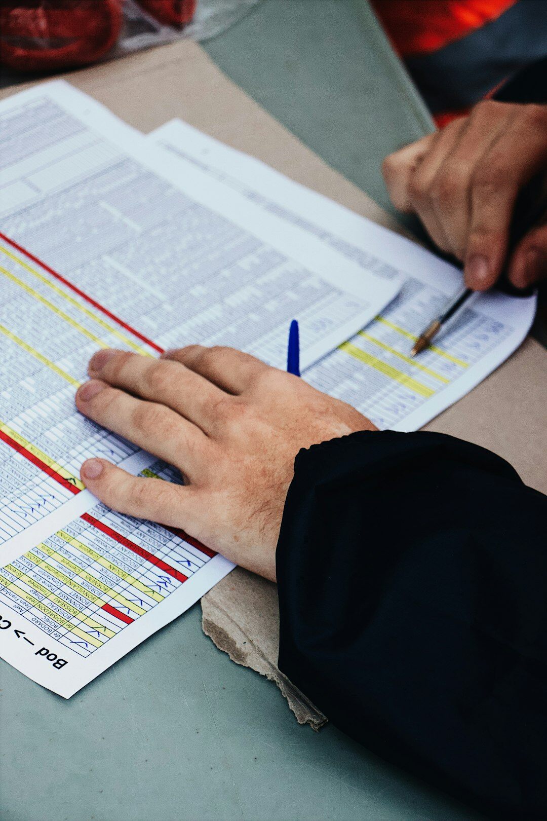 person reviewing documents